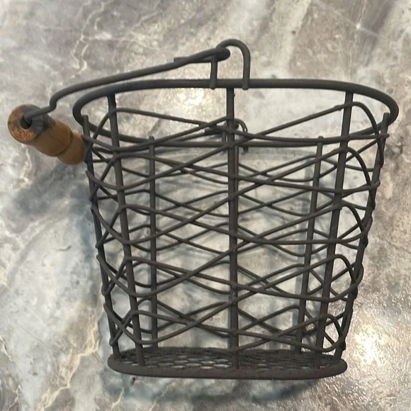 Wire baskets with wooden handle (set of 3) Rustic look - Picture 10 of 10